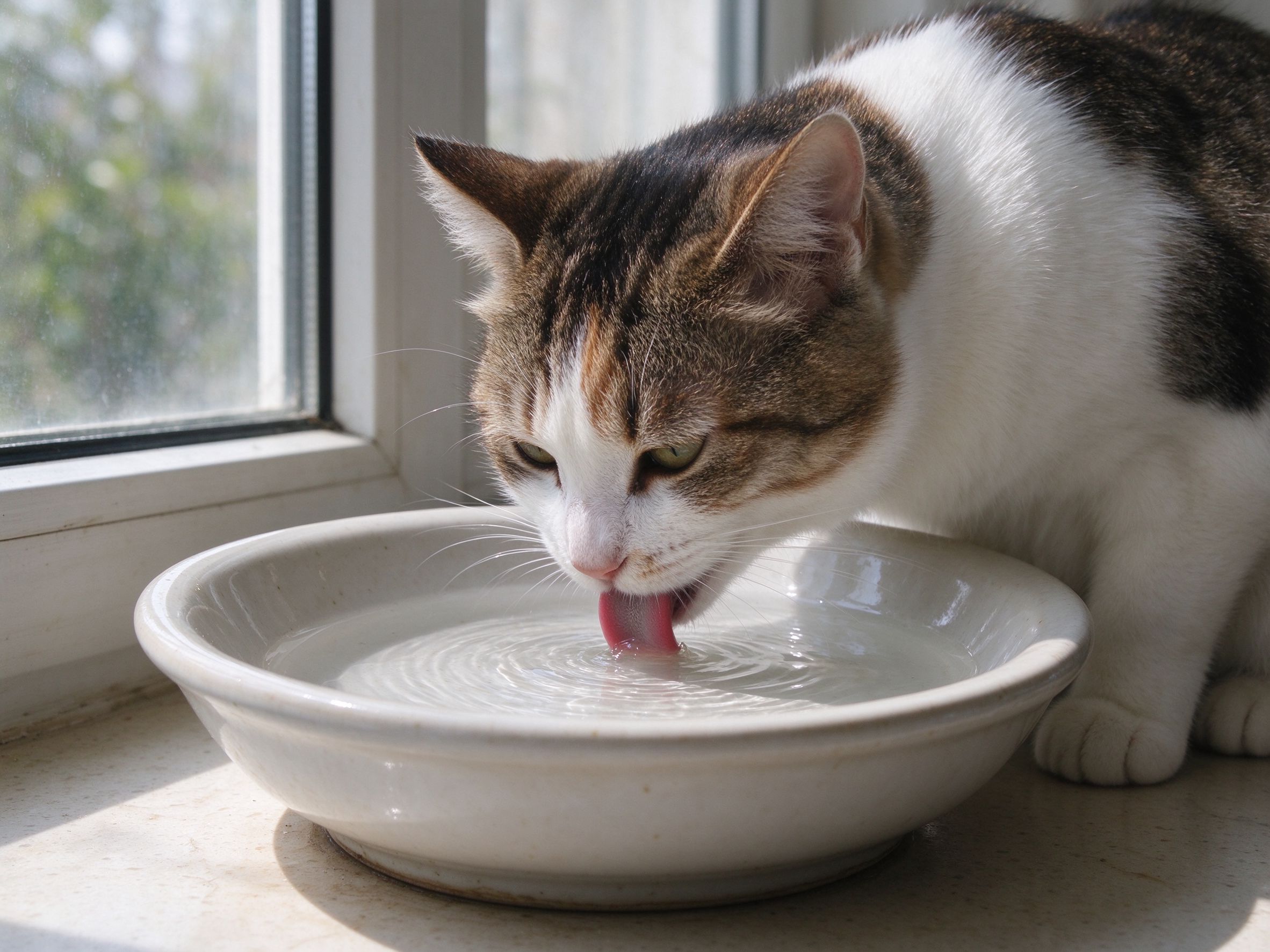 猫咪为什么爱舔水盆边缘,喝水姿势说明什么