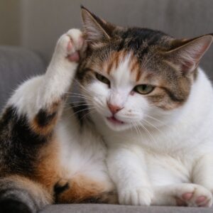猫抬起后腿挠自己耳朵神态自然的猫咪健康图片