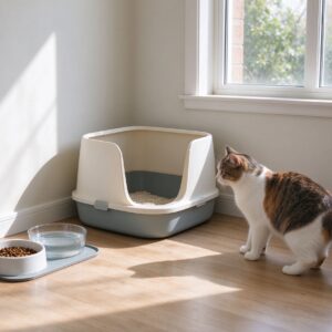 角落干净猫砂盆远离食盆水盆猫靠近的猫咪用品图片