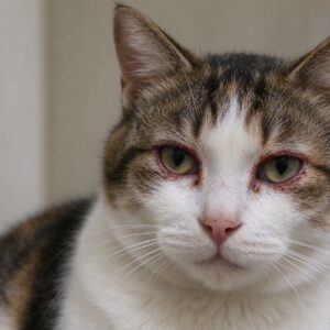 猫眼睛轻微发红眼角少量分泌物的猫咪健康图片