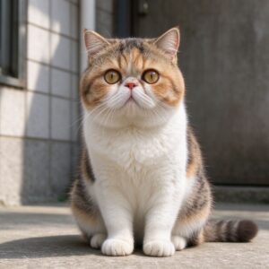 扁脸异国短毛猫端坐圆脸大眼的猫咪品种图片