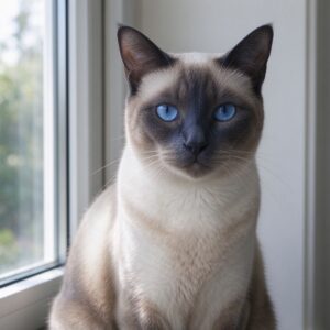 蓝重点色暹罗猫端坐蓝眼睛的猫咪品种图片