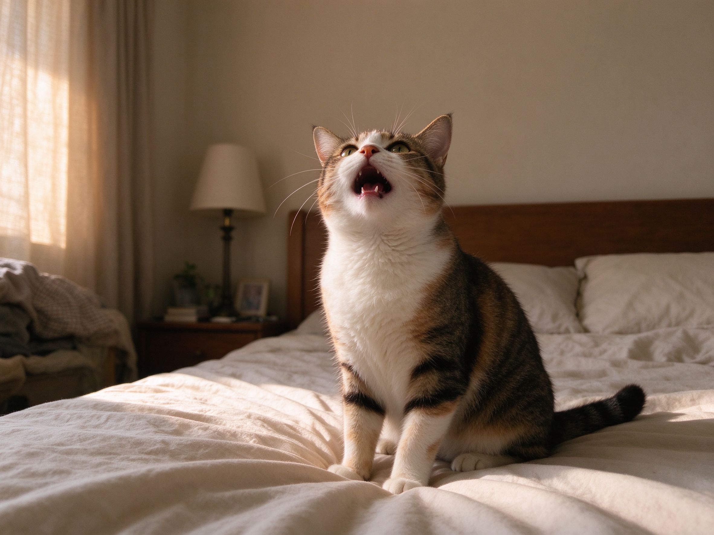 猫咪半夜闹着要吃的,是不是没喂饱