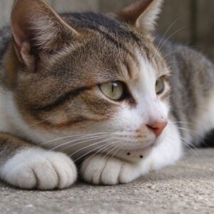 猫下巴上有黑色小点侧头靠近看的猫咪健康图片