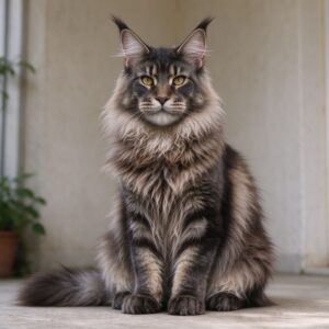 大体型长毛缅因猫端坐耳尖有簇毛体型壮实的猫咪品种图片