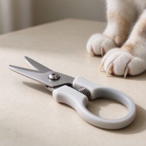 宠物专用指甲剪桌面旁边猫爪子露出尖指甲的猫咪用品图片