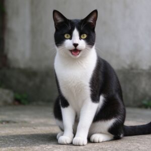 黑白花奶牛猫短毛活泼坐姿精神的猫咪品种图片