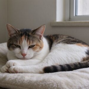 猫安静趴软垫上休息神态倦怠的猫咪健康图片