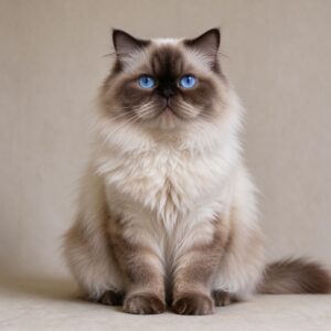 长毛重点色脸扁圆脸蓝眼睛短鼻波斯系猫端坐的猫咪品种图片