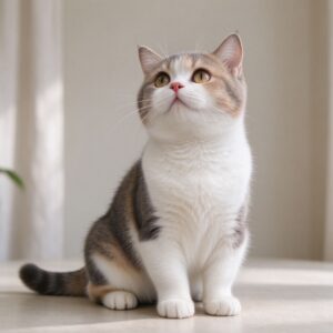 短腿曼基康猫短毛后腿短端坐抬头的猫咪品种图片