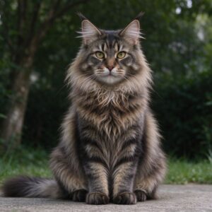 大体型长毛挪威森林猫耳尖簇毛脖子长毛围脖端坐的猫咪品种图片