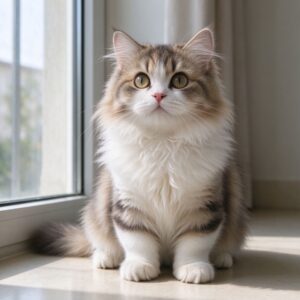 短腿长毛曼基康矮脚猫端坐腿短身长的猫咪图片