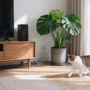 客厅绿植电线收好地面安全猫放松走动的猫咪家居图片