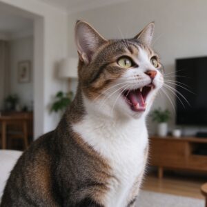 短毛家猫张嘴喵喵叫的猫咪图片