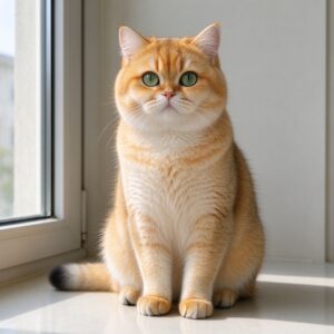 金橘色渐变英国短毛猫圆脸端坐的猫咪图片