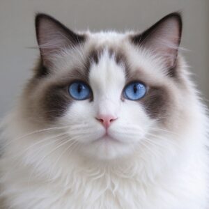 蓝眼睛布偶猫正面脸部特写的猫咪图片